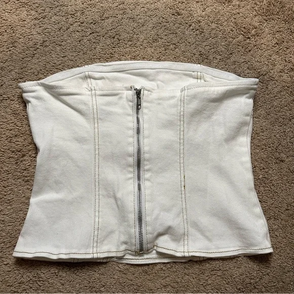 LIKE NEW Forever 21 Jean Strapless Top - Picture 4 of 5